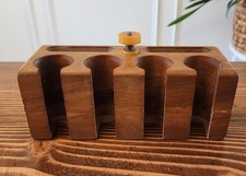 Vintage Wooden Poker Chip Caddy With Bakelite Knob Handle, Chips Included picture