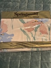New Vintage Springmaid Wondercale No Iron King Flat Sheet Iris Mist picture