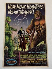 1964 Aurora ad page ~ MOVIE MONSTERS ON THE LOOSE King Kong,Godzilla,Dracula... picture