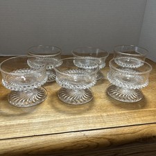 6 Vintage EAPG Footed Dessert Or Berry Bowls With Wavy Lines  picture