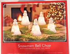 Hallmark Snowmen Bell Choir Porcelain Bells with Remote Music & Lights - NIB picture