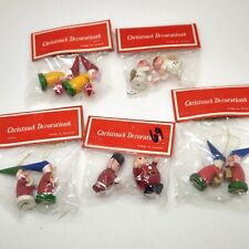 Vintage Scandinavian Style Five Sets Of Wooden Christmas Ornaments SEALED picture