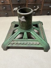 Vtg 40s Cast Iron Christmas Tree Stand Green Gold Patina 2-1/4