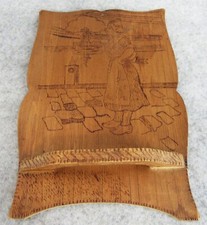 Vintage Folk Art Pyroart Pyrography Wood Wall Estate Pipe Smoker Rack Shelf picture