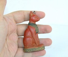 Rare Egyptian Antique Basalt Stone Pendant Amulet of Bastet Cat Egyptology BC picture