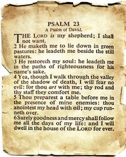 Catholic print picture -  Psalm 23 on Old Paper R -  8