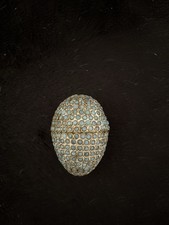Vintage Tibetan Nepalese Brass Egg Box Turquoise Cabochon Inlay No Hinge picture