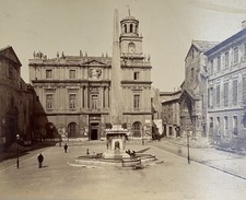 1891 Albumen Photograph Place de la Republique Arles City Hall Cathedral picture