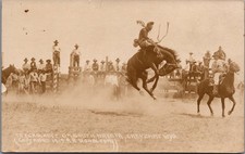 Tex Crockett Bronc Riding RPPC 1919 Rodeo Cheyenne WY R.R. Doubleday picture