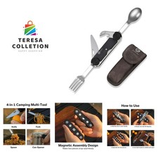 Partake 4-in-1 Camping Utensil, Detachable Stainless Steel Folding Knife, For... picture