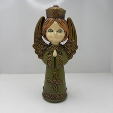 Vintage Ardco Green Angel Christmas papermache MCM Green Eyes Japan picture