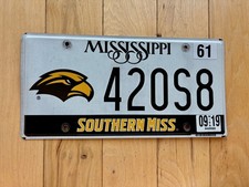 2019 Mississippi Southern Miss License Plate picture