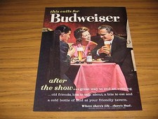 1962 Print Ad Budweiser Beer Couples Drink Bud at Dinner picture
