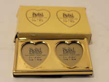 NOS Solid Brass Double Heart Mini Picture Frame Hand Polished & Lacquer Coated picture