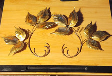 vintage gold tone metal leaf decor 2-piece picture