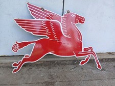 Vintage Large Mobil Mobilgas Pegasus Gas Oil Auto Service Station Porcelain Sign picture