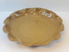 Bybee Pottery Brown Glazed Ruffled Pie Dish Kentucky Stoneware Scalloped Baker picture