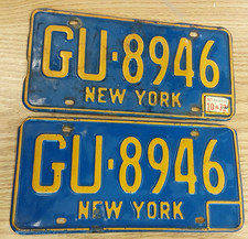 Vintage 1970 1971 1972 New York License Plates Pair GU-8946 DMV Clear YOM Pair picture