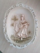 Vintage Lefton Colonial /Victorianl Woman Hand Painted Porcelian Art Plaque picture