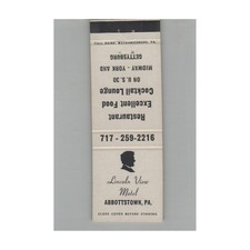 Matchbook Cover Lincoln View Motel Abbottstown PA picture