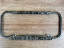 Vintage METAL Huntington Park Roy Richter Motors License Plate Frame Hot Rod picture