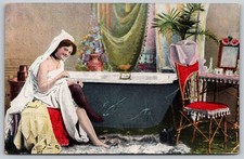 1906 Altamont NY Postcard Woman in Bath Turban Stockings Victorian Era C495 picture