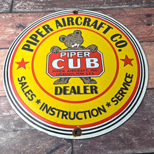 Vintage Piper Cub Sign - Aircraft Sales & Service Hangar Airport Advertisement picture