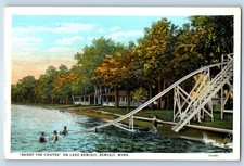 1920 Bemidji Minnesota MN Vintage Postcard Shoot The Chutes Lake Slides Unposted picture