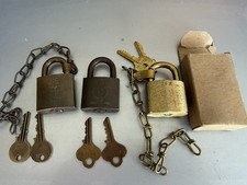 Vintage US Military Brass Padlock Lot of 3 with two Keys Each One NOS Nice lot picture