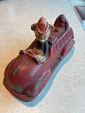 Vintage 1930's Walt Disney Rubber Mickey Mouse Fire Truck Push Toy picture
