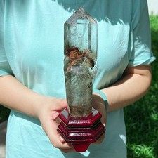 1.58LB Natural Ghost Phantom Quartz Obelisk Crystal Wand Point Healing C3043 picture