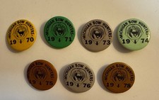 Vintage 1970 71 73 74 75 76 78 Michigan Bow Hunters Pin / Button Lot Of 7 picture