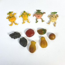 Vintage 80s Fruit Vegetable Refrigerator Magnets Set of 11 Anthropomorphic Retro picture