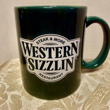 WESTERN SIZZLIN Steak & More Restaurant Green Ceramic Mug Cup picture