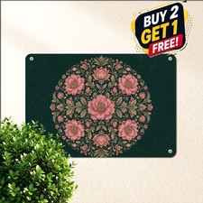 Classic Floral Medallion Ornate Victorian Pattern Decor Vintage Metal Sign picture