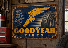 Vintage Look Goodyear Tires Sign - 10x14 PVC with Holes for Hanging picture