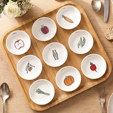 13 Inch Hand Made Rosh Hashanah Simanim Plates W/ 9 Ceramic Bowl picture