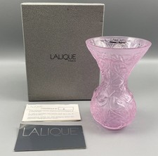 💕Lalique Vase Arabesque Rose Pink France Florero Perfect Condition picture