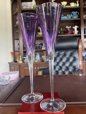 Waterford Crystal Eclipse Amethyst Smoke Champaign Flutes - Pair - 11” - Signed picture