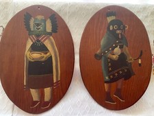 Southwestern native American style hand-painted Kachina's on wood slabs Chavez? picture