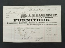 1880 antique A H DAVENPORT boston ma FURNITURE DRAPERIES CARPETS BEDDING PAPER picture