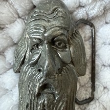 Old Woodsman Folk Art Pewter Belt Buckle Vintage  picture