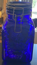 Vintage Granny’s Prod. Centerville USA Made In Italy Cobalt Blue 2 Qt Canister picture
