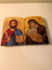 Greek Diptych of Jesus and Blessed Mother-Made in Greece picture