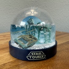Disney Star Tours Snow Globe 2011 Lucasfilm AT-AT Starspeeder Blue Base Hoth picture
