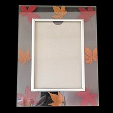 Vintage Pressed Maple Leaf Glass Picture Frame Autumn Fall Red Orange Botanical picture