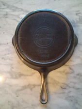 VTG Griswold “Erie” Large Slant Logo No. 7 Cast Iron Skillet 701 With Heat Ring picture