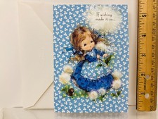 HALLMARK Card MARY HAMILTON Girl Child Bird UNUSED Get Well VTG 1970 CHARMERS picture