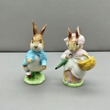 Beswick Beatrix Potter Peter Rabbit Mrs Rabbit Figurines England Lot 2 CHIPPED picture