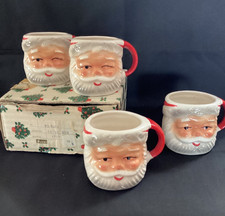 Vintage 50s Brinn’s Winking Santa Mug Set of 4 MCM in Original Box TX 747 picture